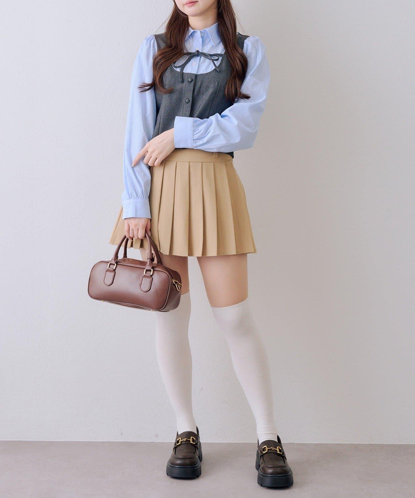 拼接蝴蝶結設計 襯衫