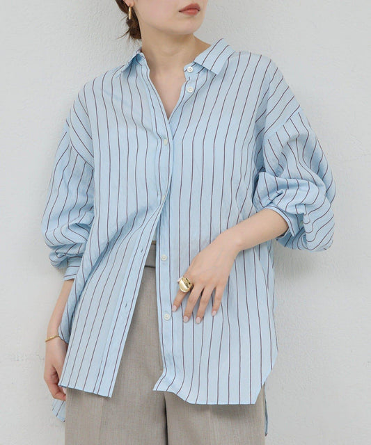 HERITANOVUM 條紋後背開口襯衫