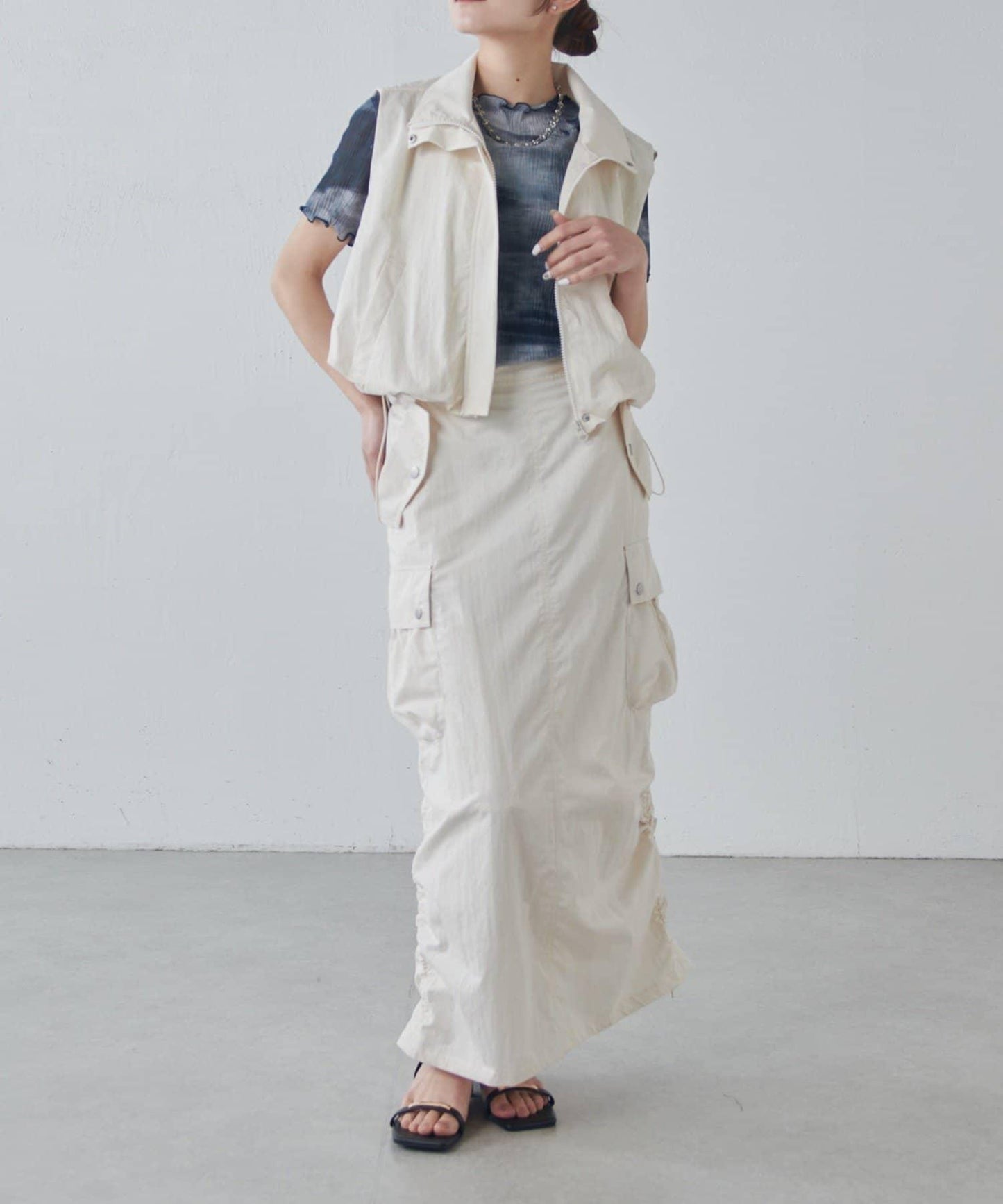 可成套搭配 抽繩工裝半身裙