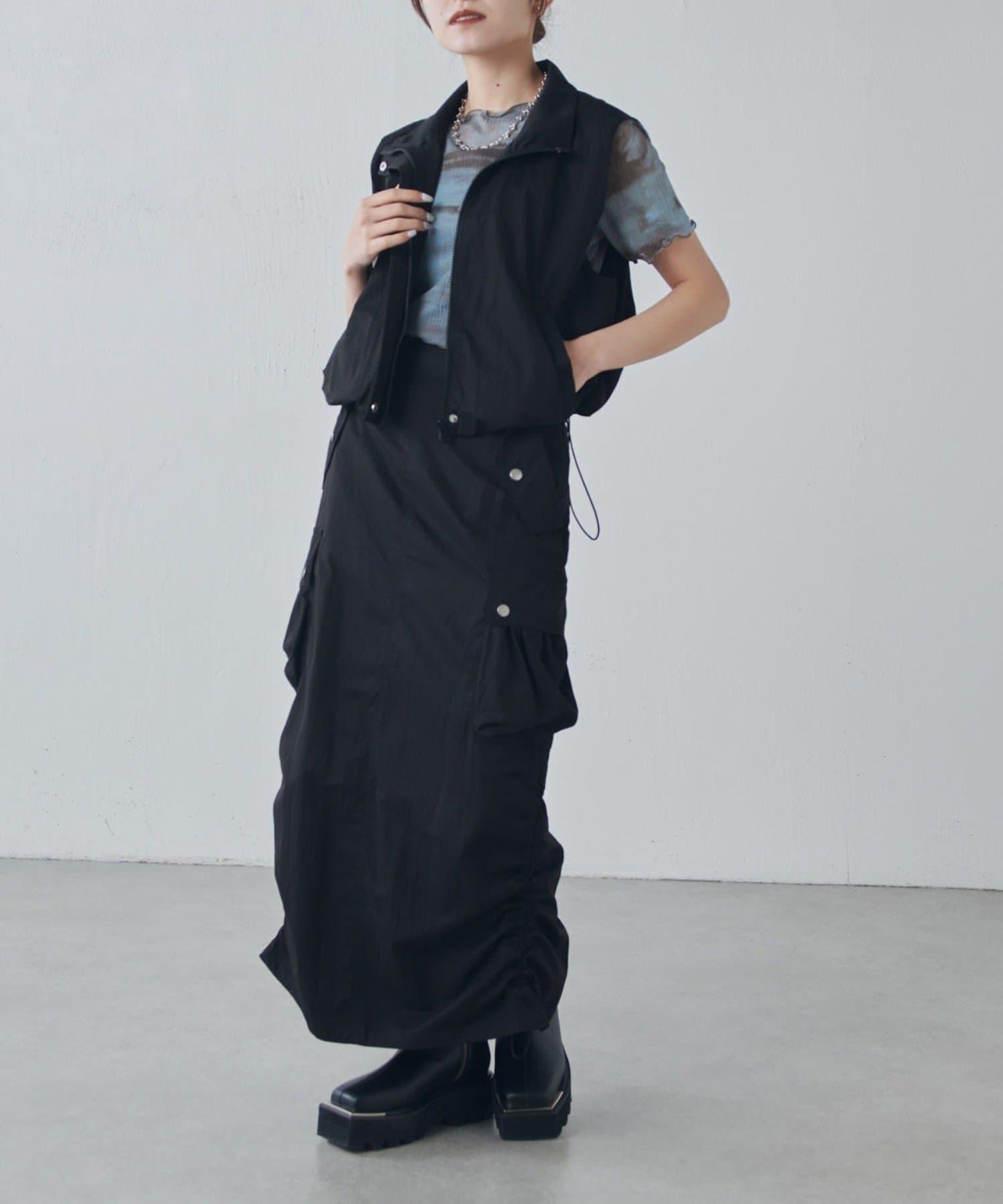 可成套搭配 抽繩工裝半身裙