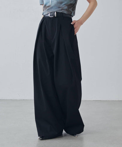 設計褶闊腿西裝褲