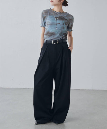 設計褶闊腿西裝褲