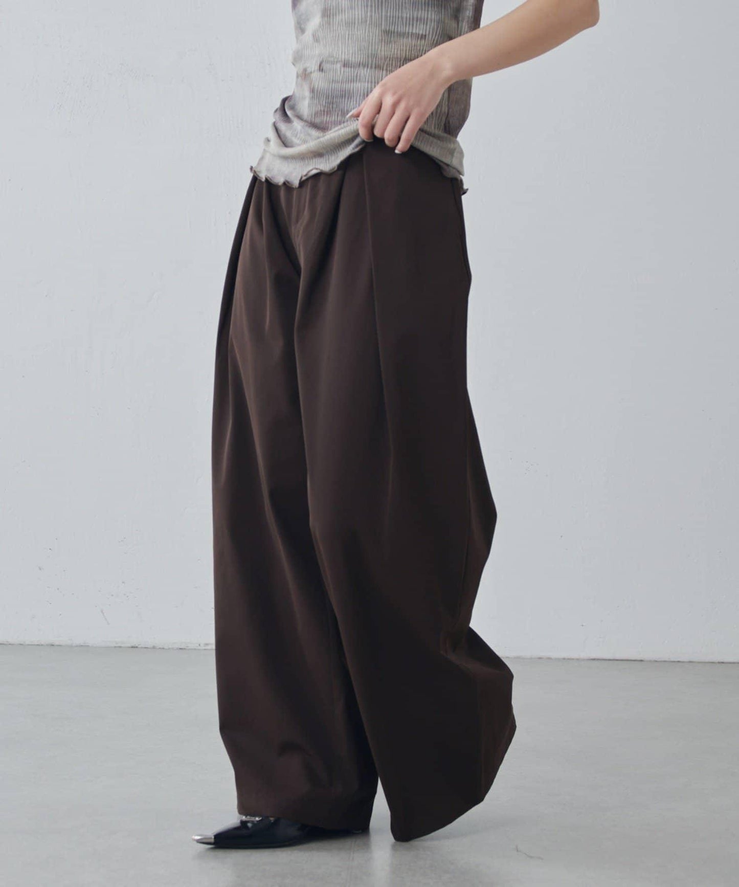 設計褶闊腿西裝褲