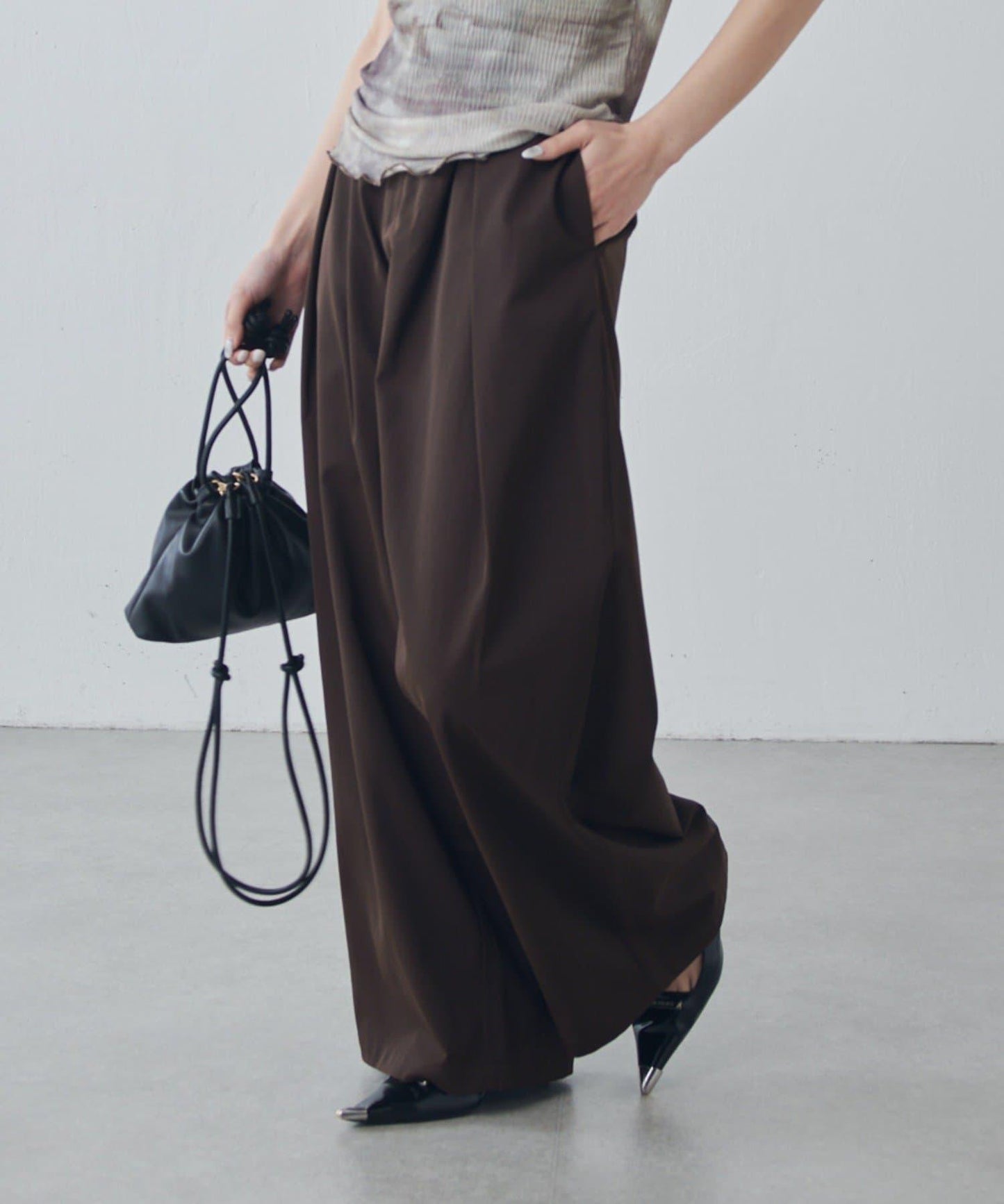 設計褶闊腿西裝褲