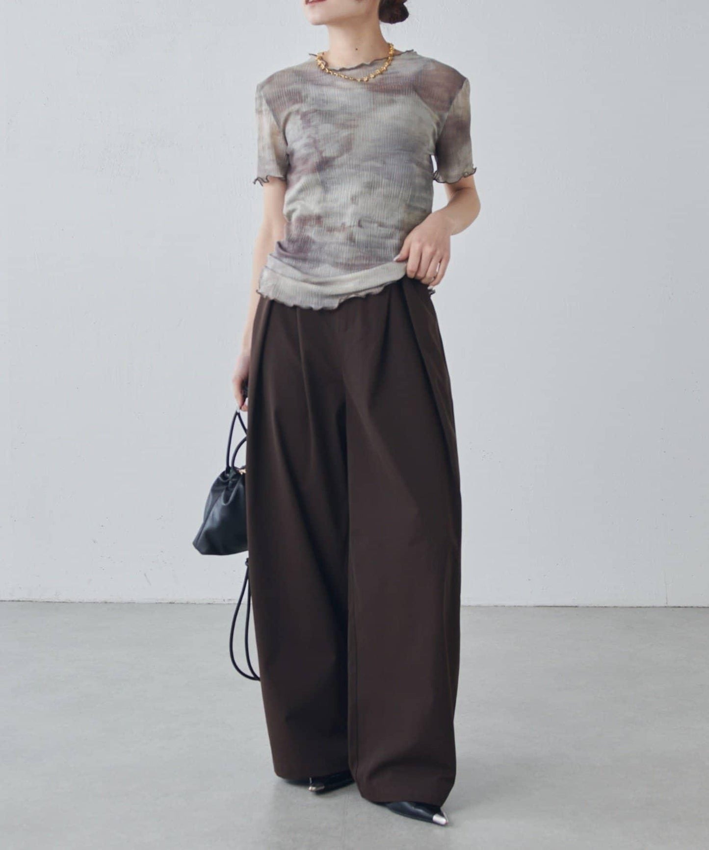 設計褶闊腿西裝褲