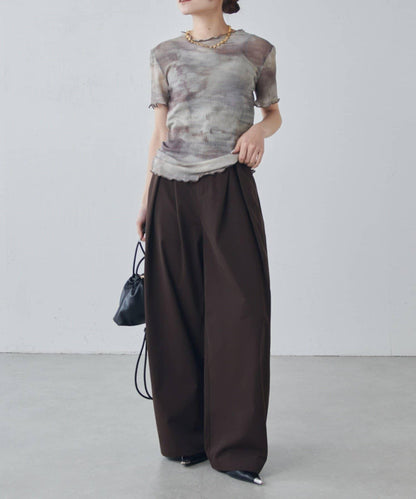 設計褶闊腿西裝褲