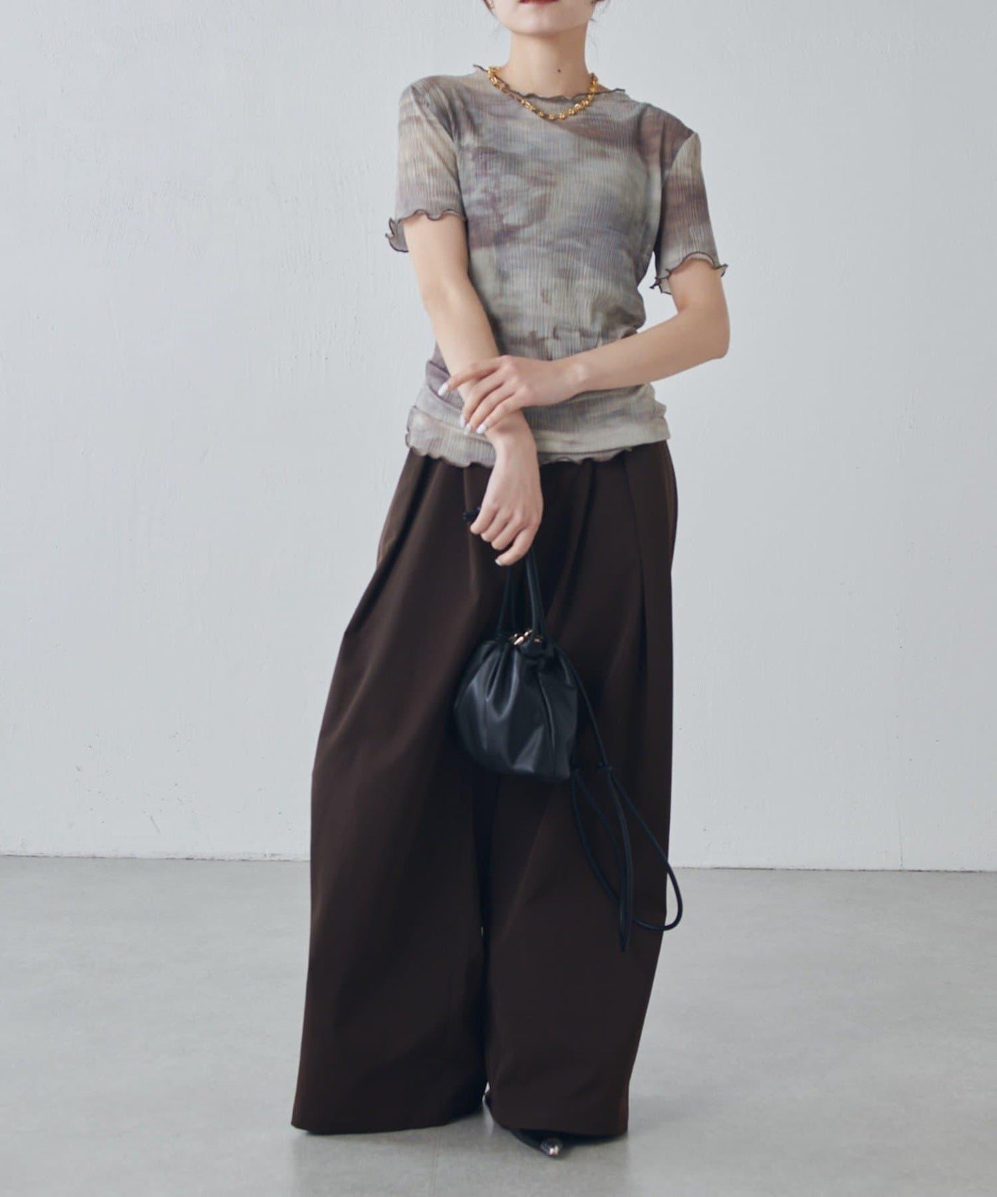 設計褶闊腿西裝褲