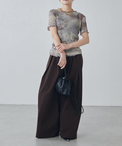 設計褶闊腿西裝褲