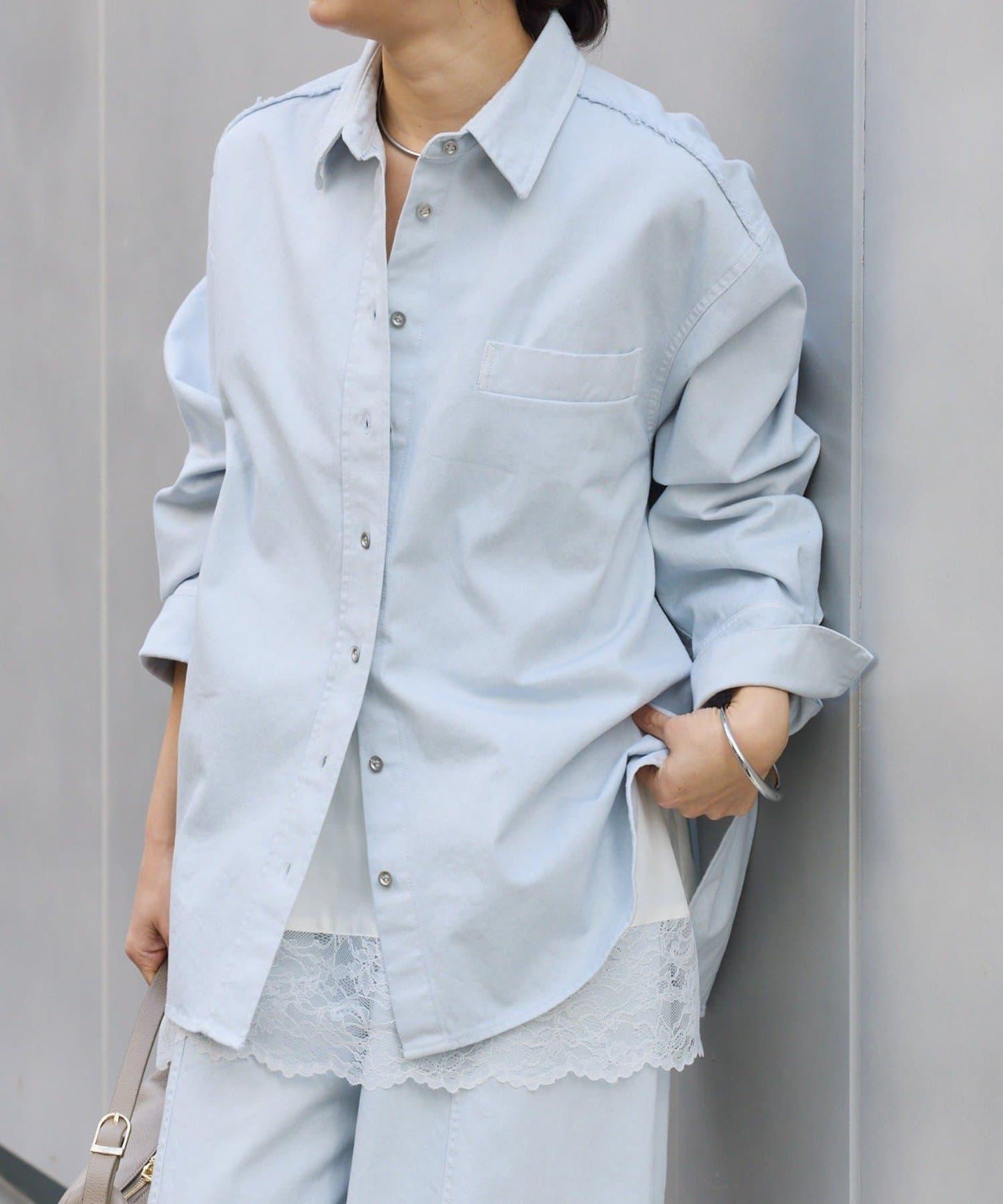 可成套搭配 水洗染棉斜紋 襯衫