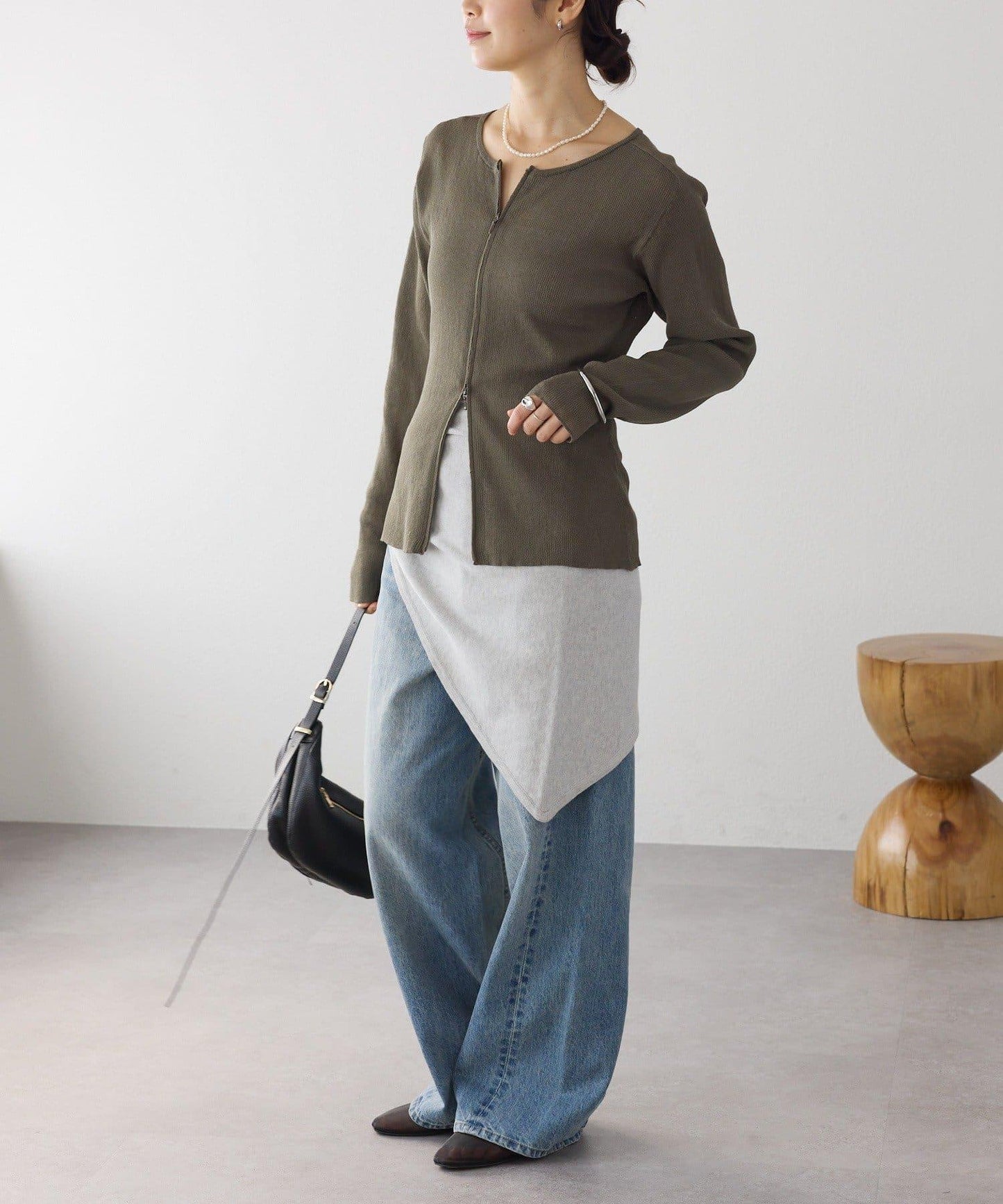 隨性風 拉鍊羅紋 針織開衫