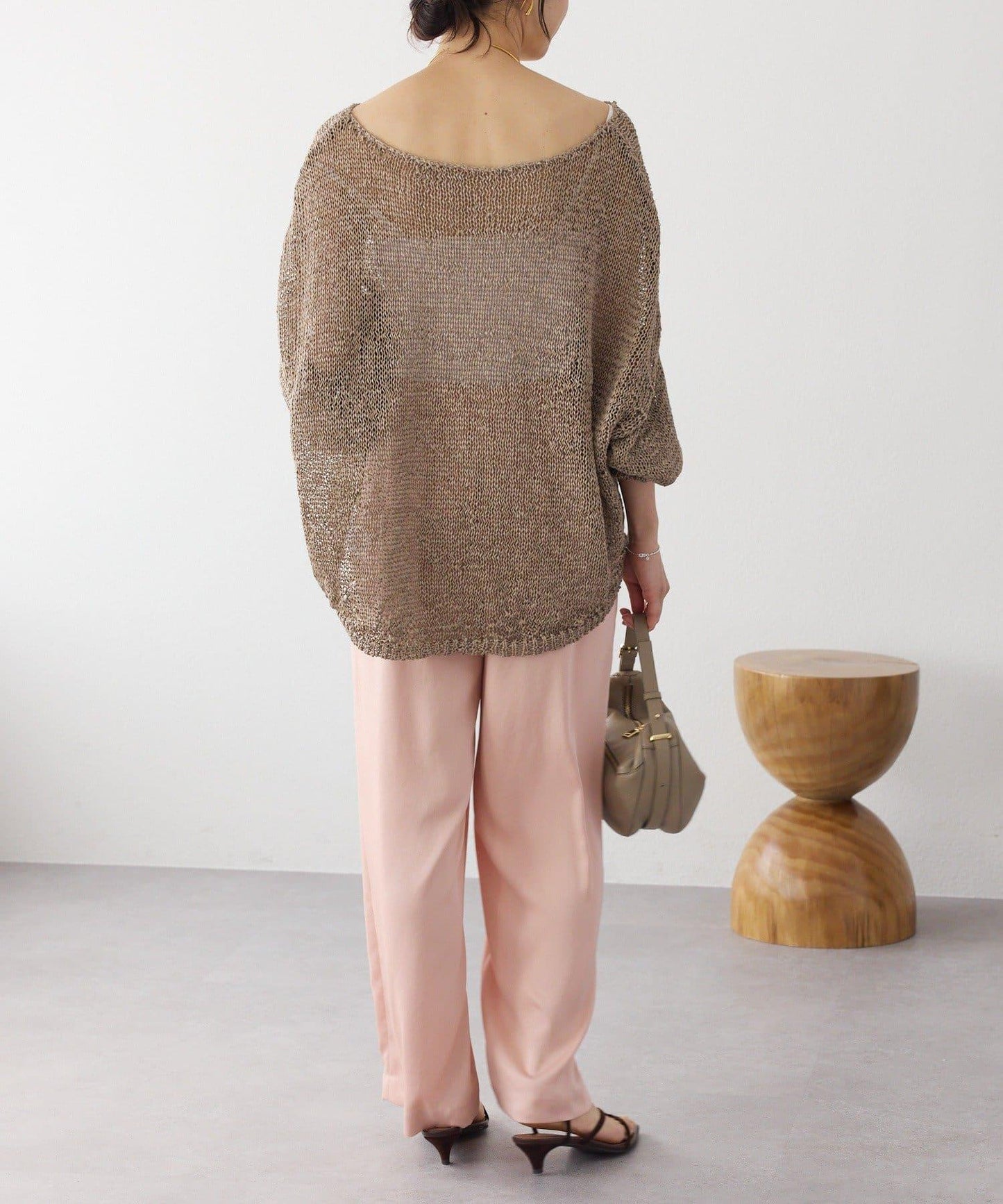 光澤緞面斜紋休閒褲