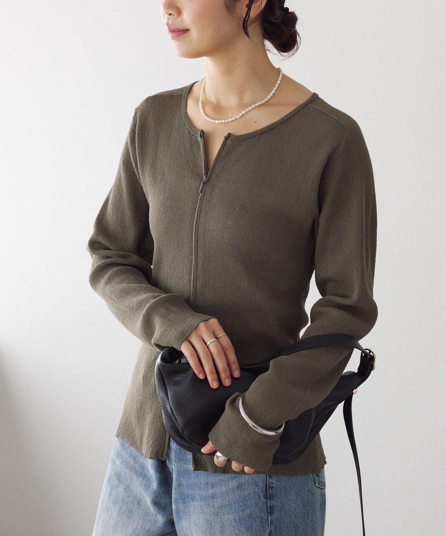 隨性風 拉鍊羅紋 針織開衫