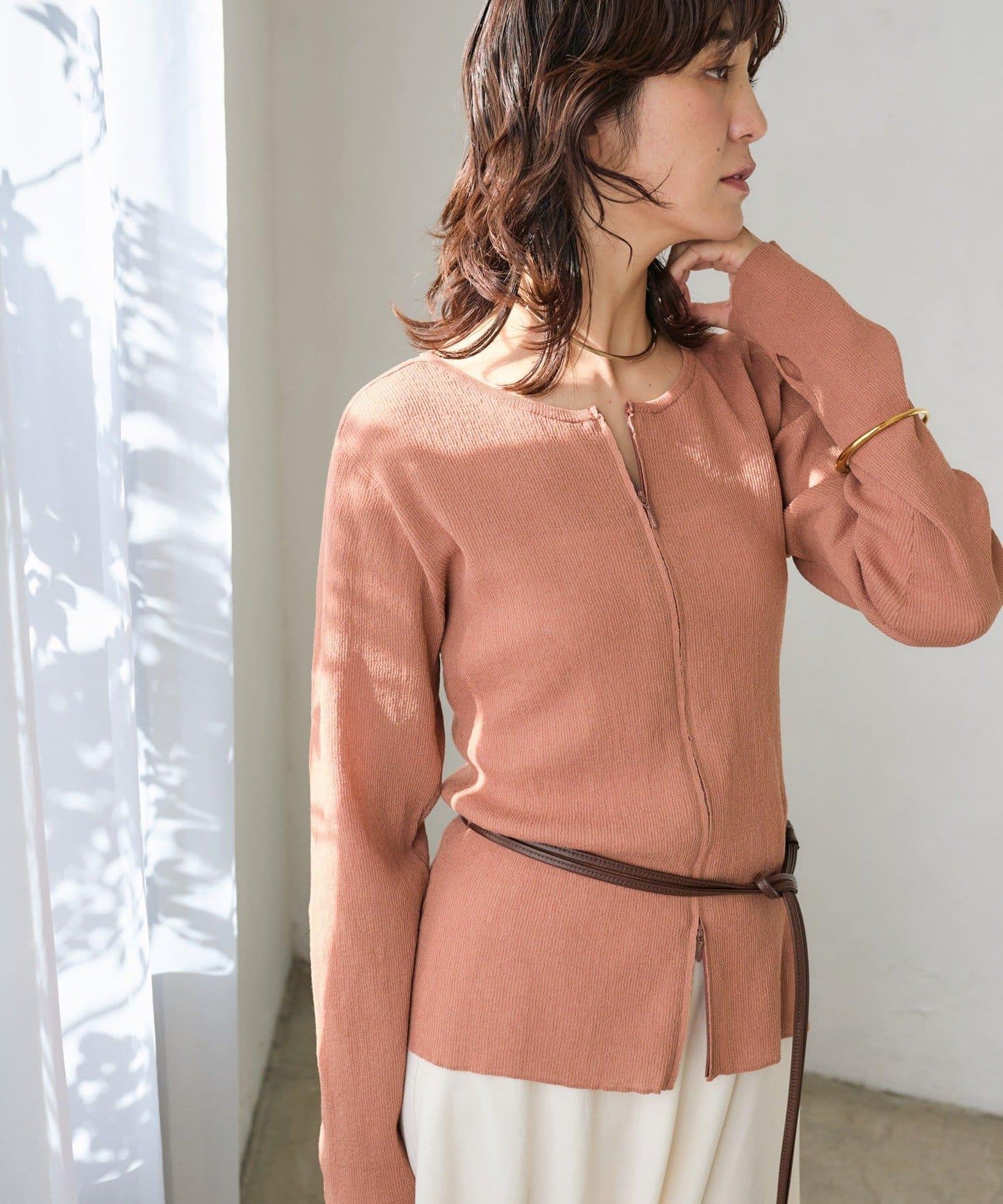 隨性風 拉鍊羅紋 針織開衫