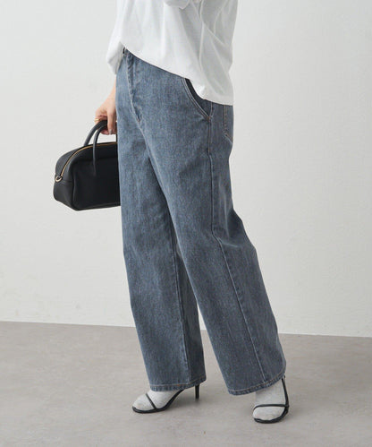 卡其斜紋寬鬆直筒褲