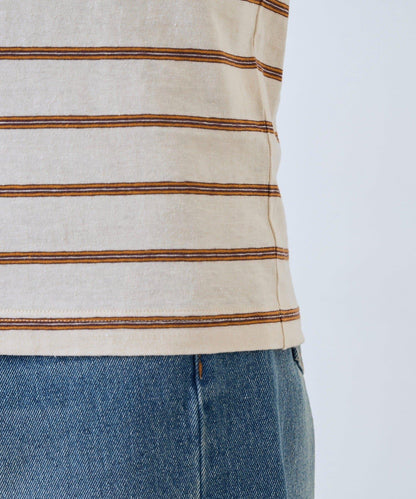 成人風 多色條紋 五分袖 Tee T恤