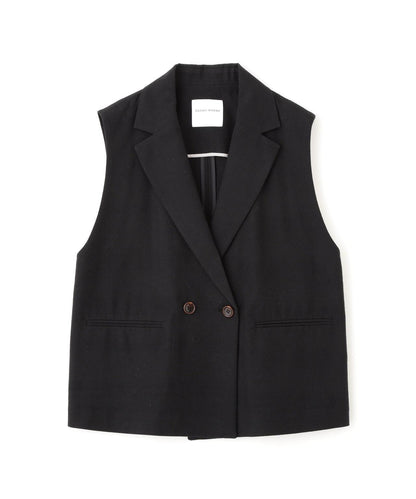 《定番素材 / 洗える》 乾爽觸感亞麻混 短款馬甲