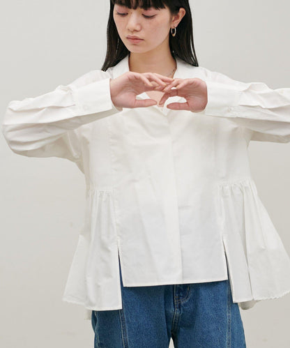 下襬荷葉設計 府綢 女式襯衫