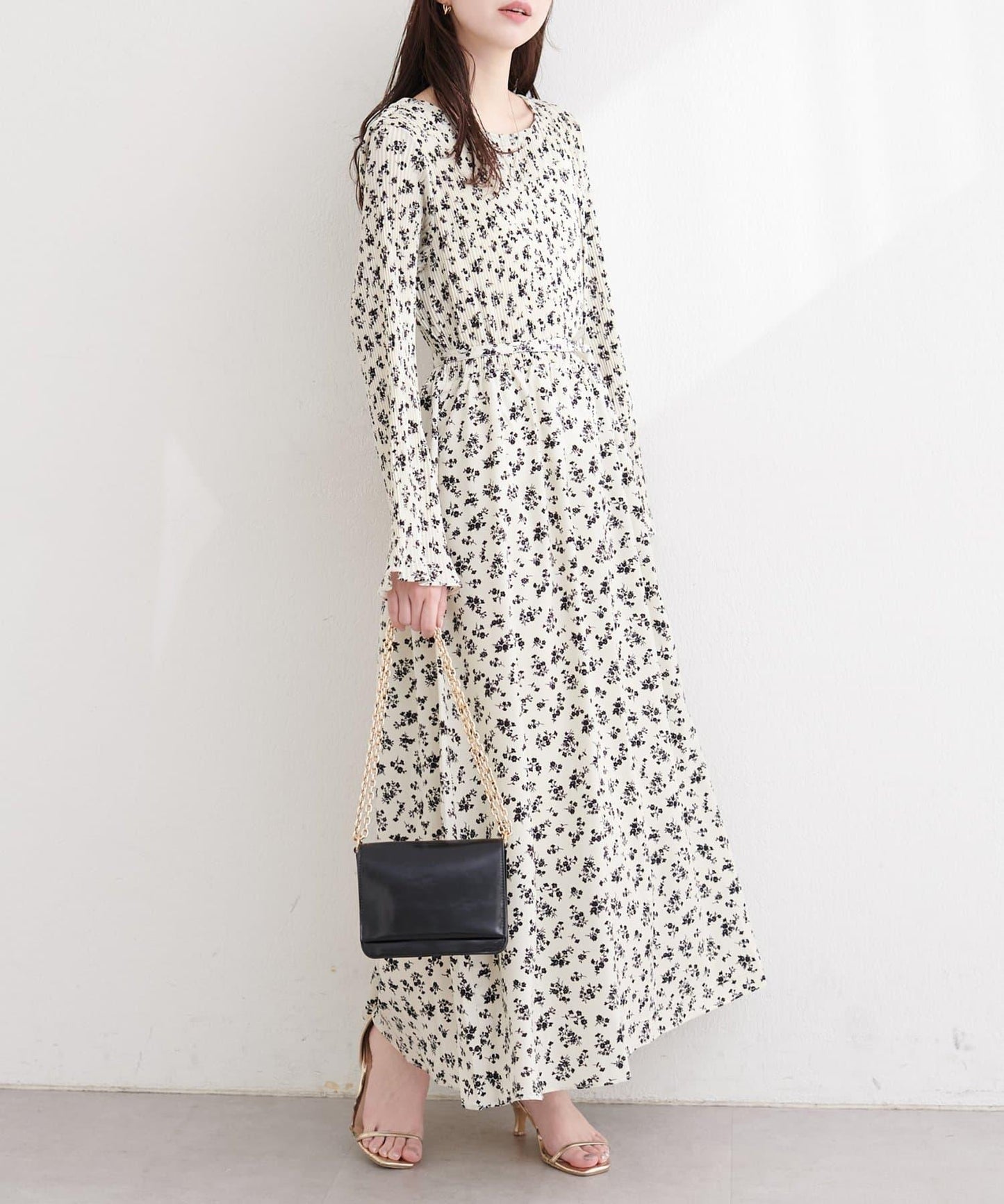 腰帶設計 百褶連衣裙