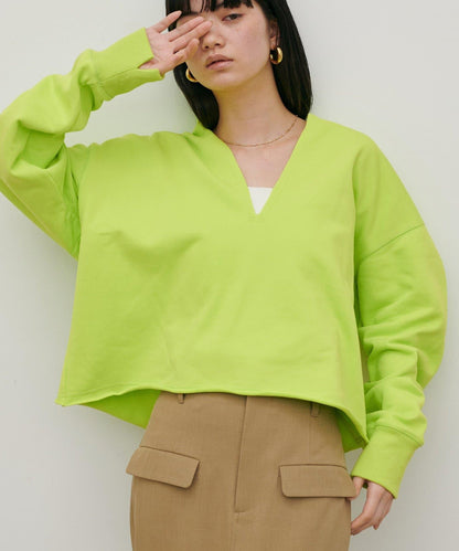 生邊開襟領毛圈套頭衛衣