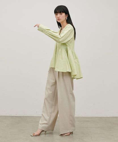 下襬荷葉設計 府綢 女式襯衫