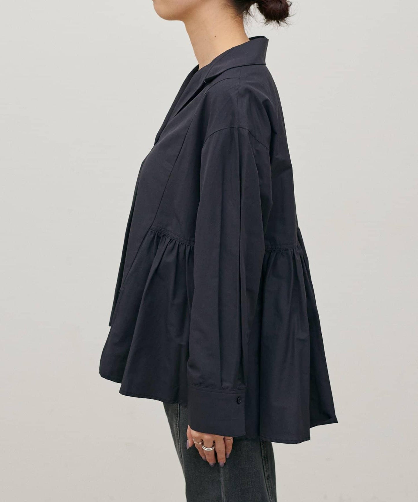 下襬荷葉設計 府綢 女式襯衫