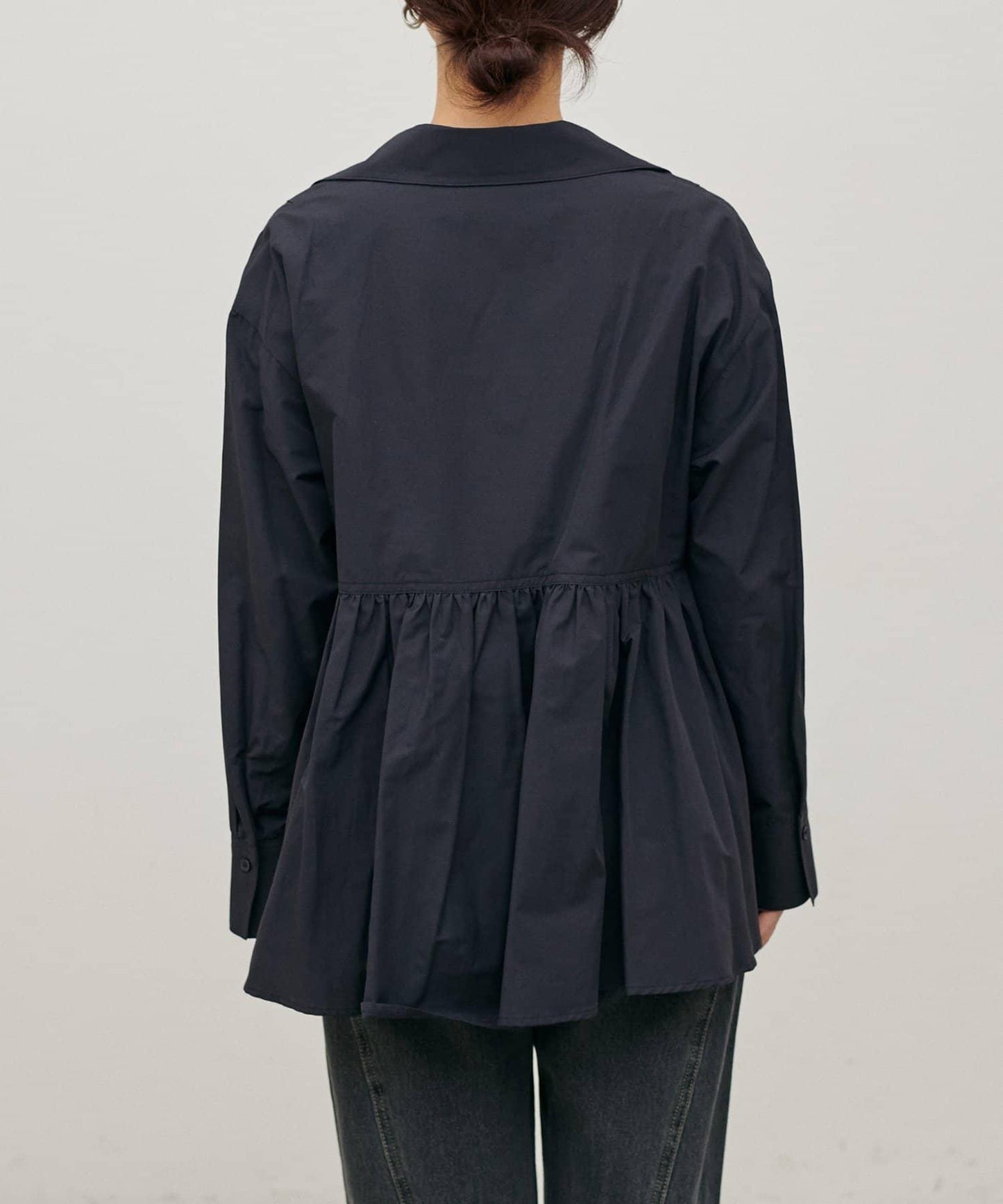 下襬荷葉設計 府綢 女式襯衫