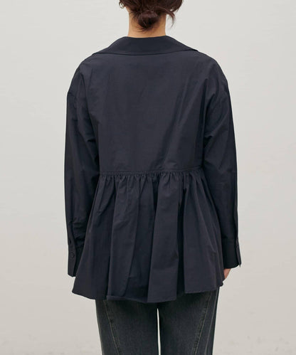 下襬荷葉設計 府綢 女式襯衫