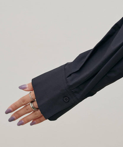 下襬荷葉設計 府綢 女式襯衫