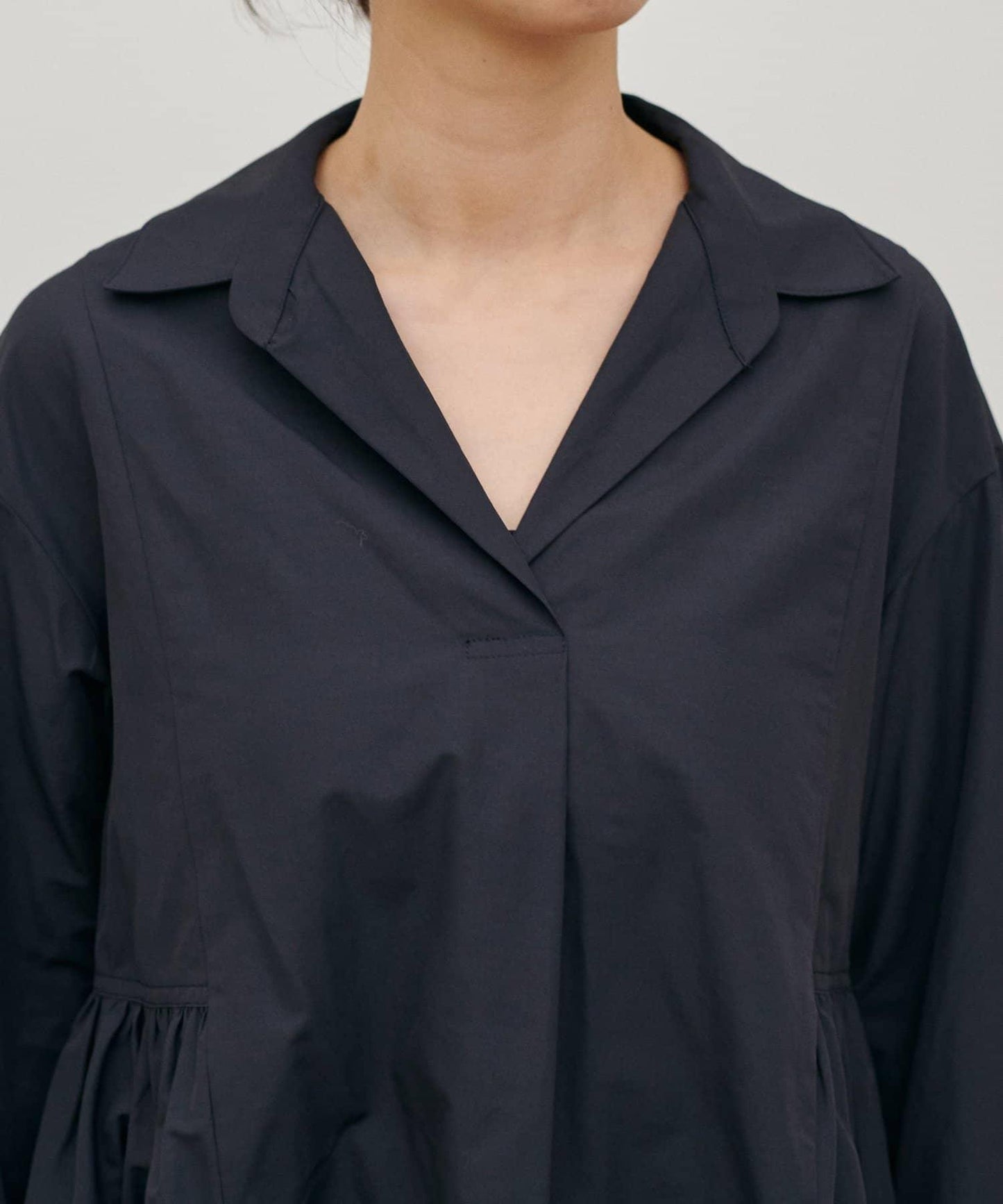 下襬荷葉設計 府綢 女式襯衫