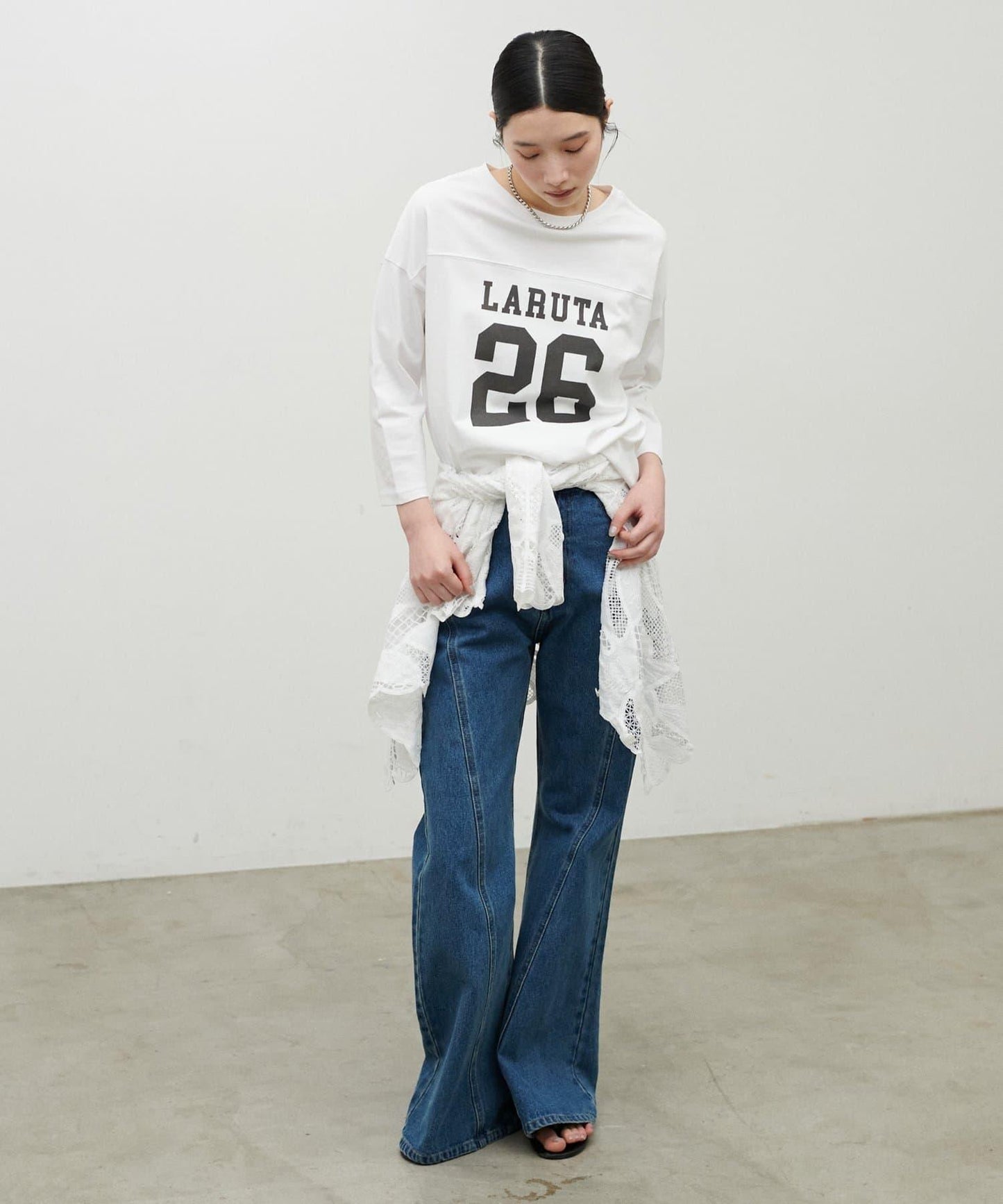 七分袖 2WAY logo設計 T恤