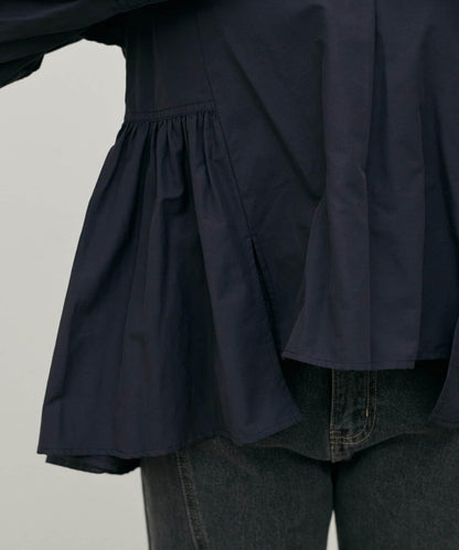 下襬荷葉設計 府綢 女式襯衫