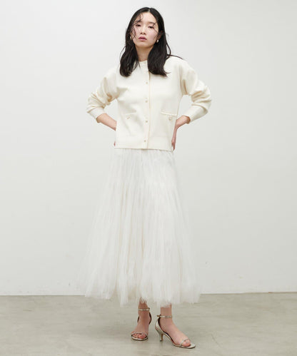 簡約風短款珍珠釦針織開衫