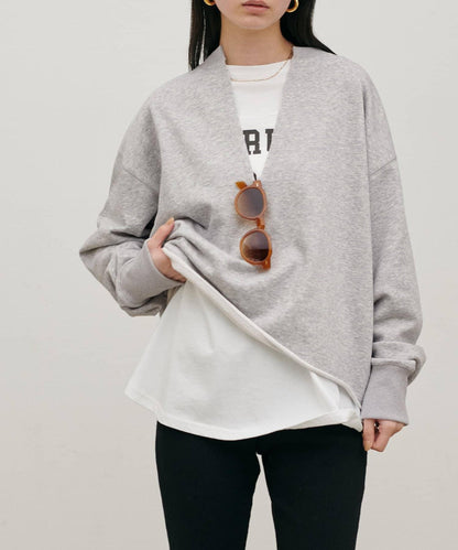 生邊開襟領毛圈套頭衛衣