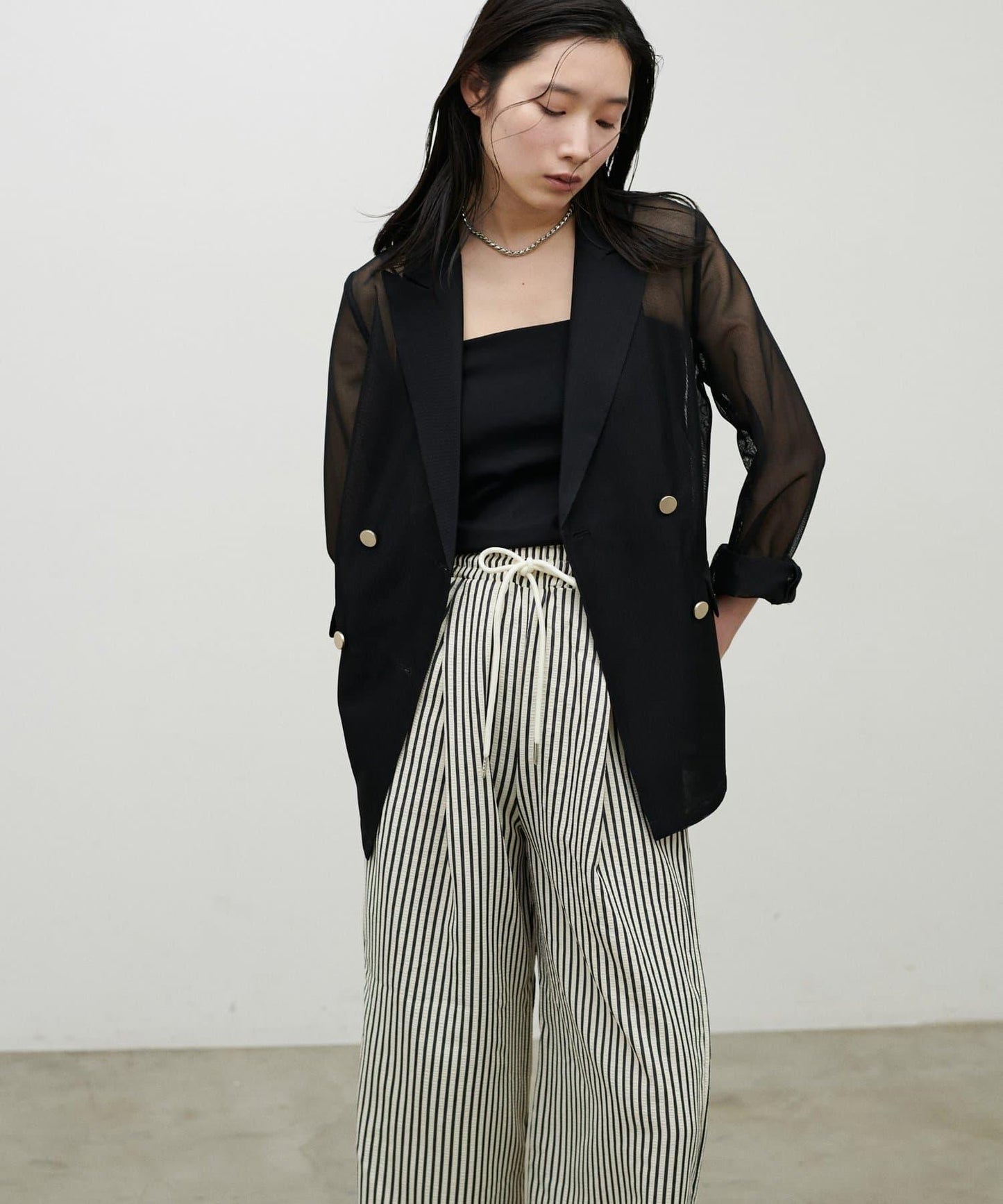 金屬扣網眼面料夾克