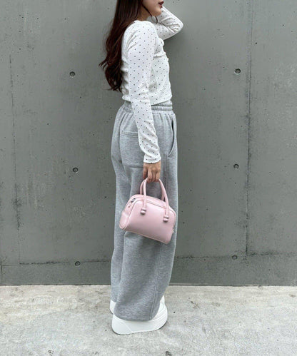 繫帶拼接羅紋上衣