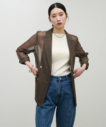 金屬扣網眼面料夾克