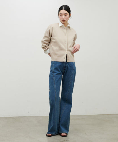 簡約風短款珍珠釦針織開衫