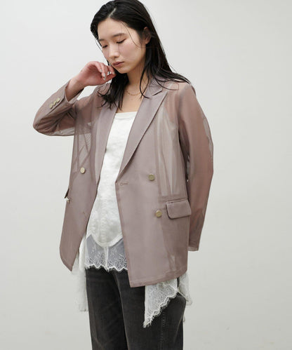 金屬扣網眼面料夾克