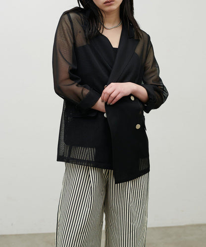 金屬扣網眼面料夾克