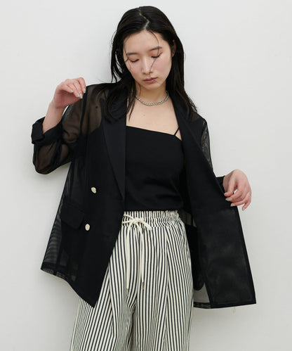 金屬扣網眼面料夾克