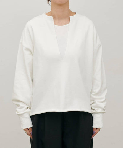 生邊開襟領毛圈套頭衛衣