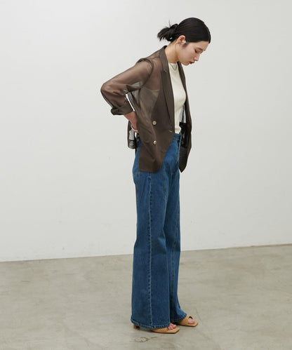 金屬扣網眼面料夾克