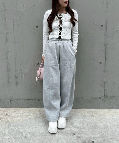 繫帶拼接羅紋上衣