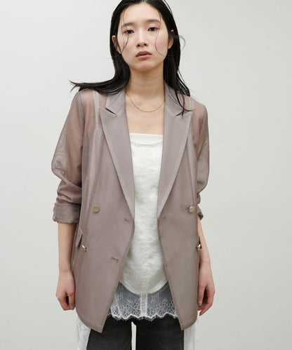 金屬扣網眼面料夾克