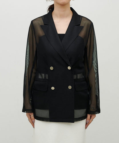 金屬扣網眼面料夾克