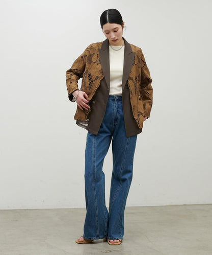 金屬扣網眼面料夾克