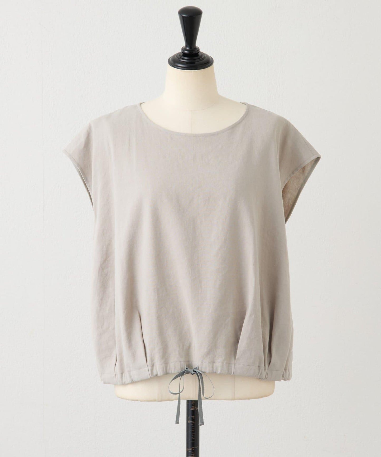 亞麻下襬抽繩女襯衫