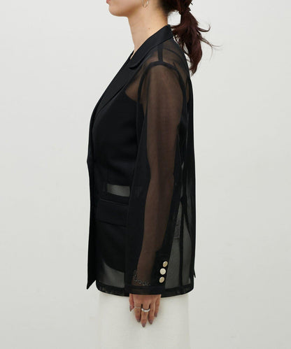 金屬扣網眼面料夾克