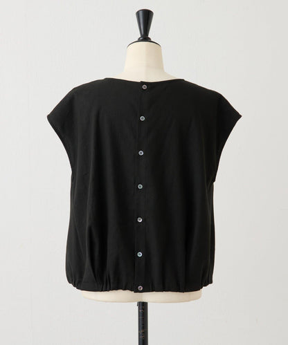 亞麻下襬抽繩女襯衫