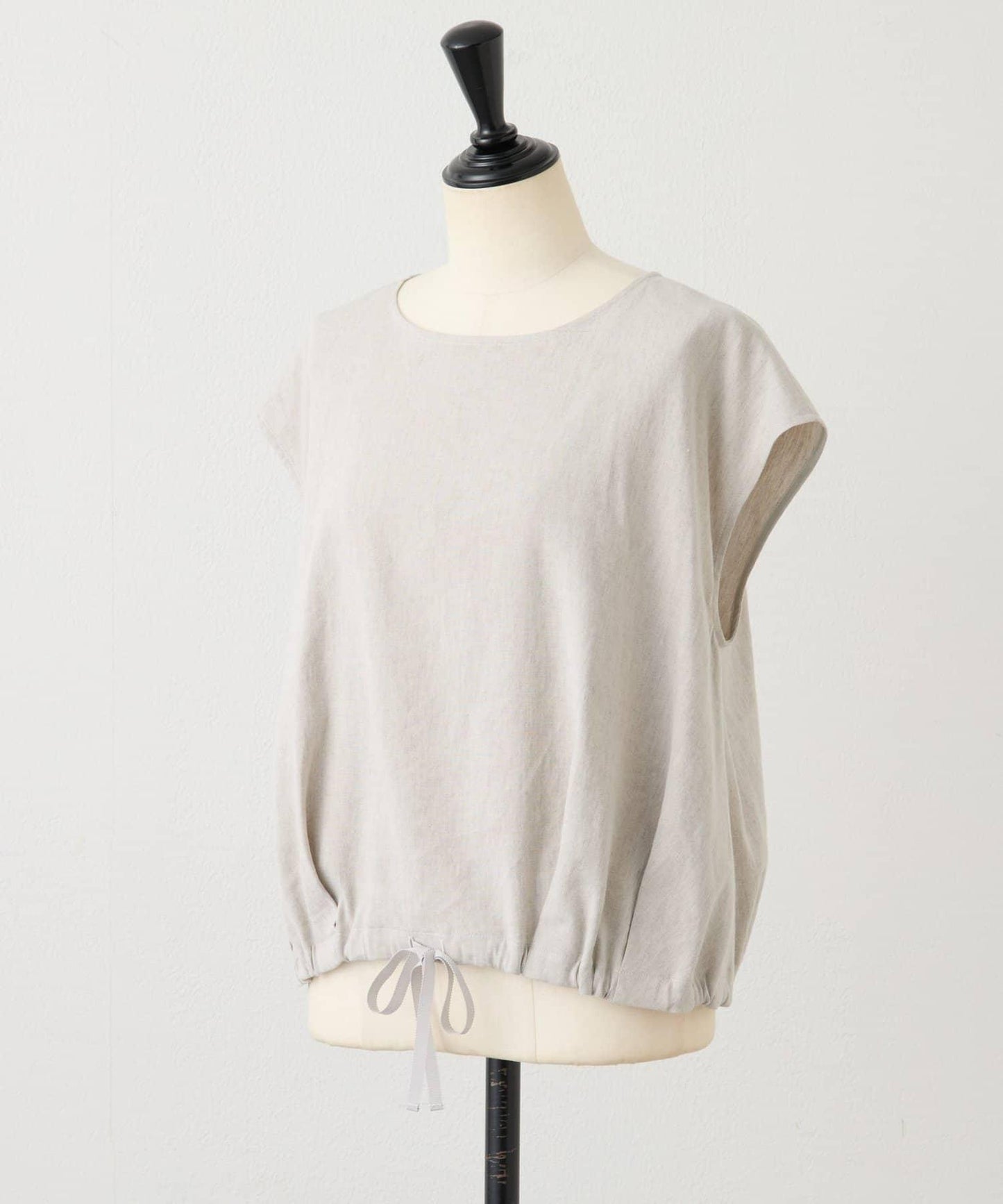 亞麻下襬抽繩女襯衫